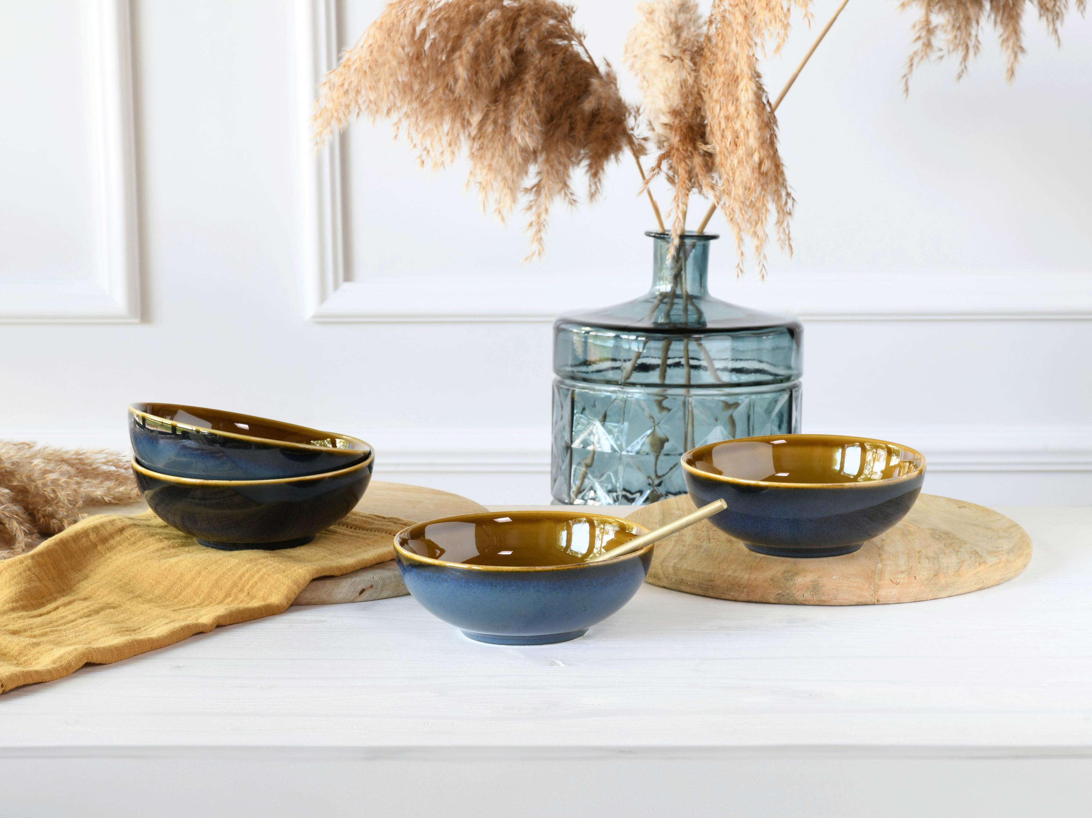 Schüsselset Mallorca Blau, Braun 4--Teilig - Blau/Braun, Basics, Keramik - Creatable