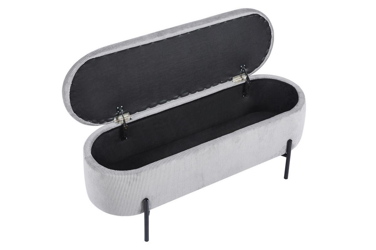 Hockerbank Hellgrau B: 110 Cm - Hellgrau/Schwarz, MODERN, Textil (110/44/40cm) - Livetastic