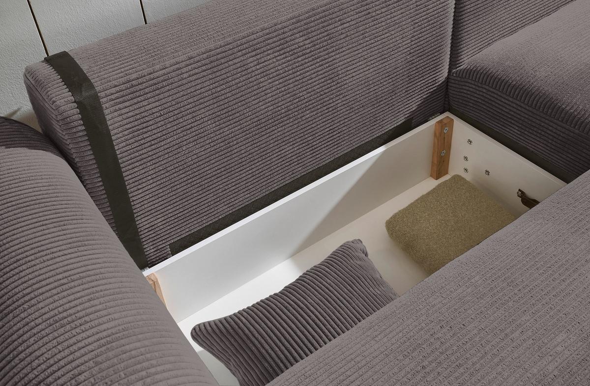 Ecksofa Maureen Dunkelgrau S: 255/185 cm - Dunkelgrau/Schwarz, KONVENTIONELL, Textil (255/185cm) - MID.YOU