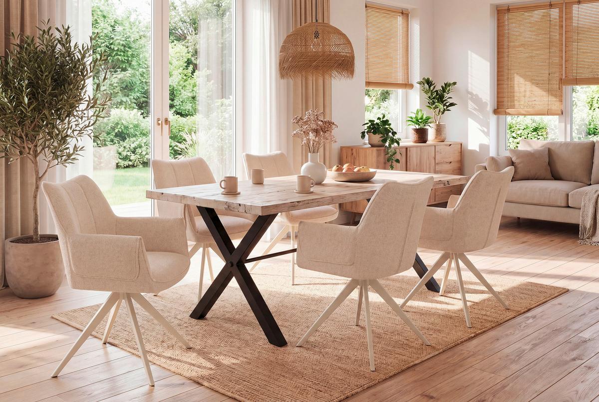 Armlehnstuhl Siena Beige B: 64 cm - Beige, MODERN, Textil/Metall (64/86/65,5cm) - Livetastic