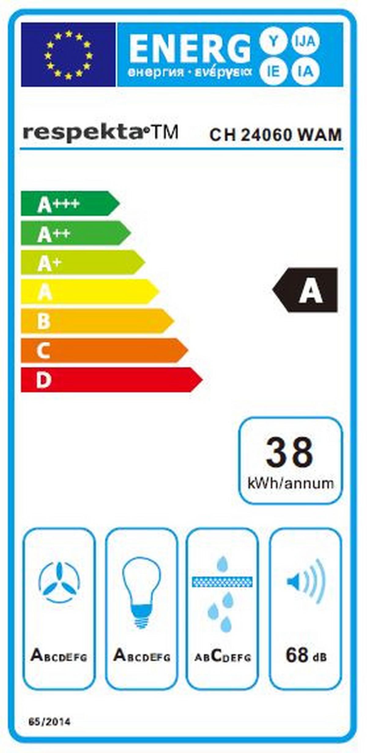 Kopffreihaube Respekta Hera Metall/Glas Weiß B: 59,5cm Led - Weiß, Trend, Glas/Metall (59,5/74,2-109,2/38,5cm) - Respekta