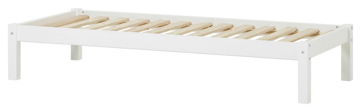 Bett Eco Dream Kiefer Massiv Weiß, Lf: 70x160 Cm - Weiß, MODERN, Holz (70/160cm) - MID.YOU