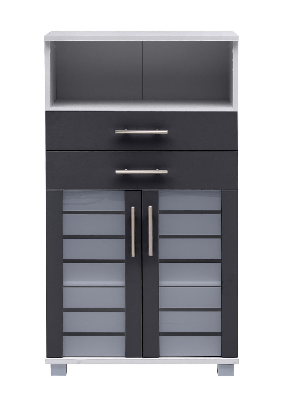 Midischrank Niko Anthr./Silberfarben B: 59,8cm - Anthrazit/Silberfarben, MODERN, Glas/Holzwerkstoff (59,8/110,5/32,6cm) - MID.YOU