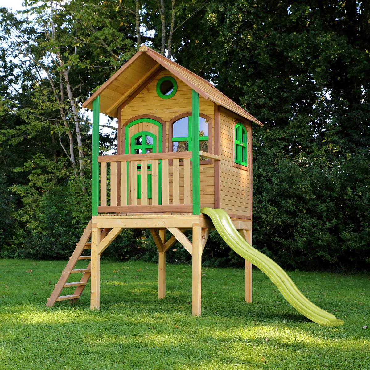 Spielhaus A030.037.10 - Hellgrün/Braun, KONVENTIONELL, Holz (318/272/191cm) - Ambia Garden