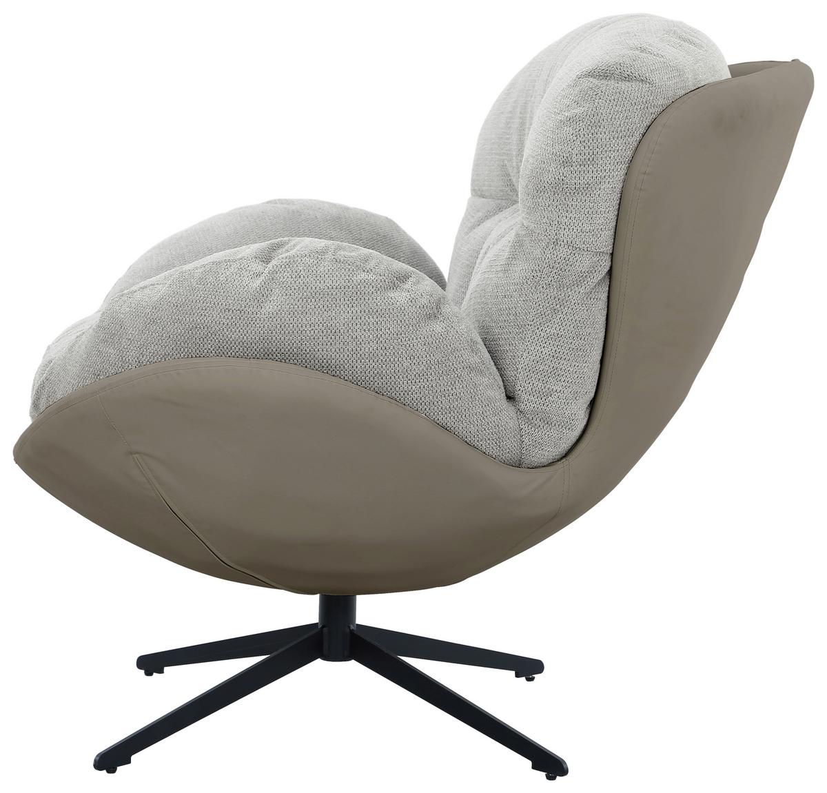 Otočné kreslo REBECCA, sivá, max. do 140 kg - čierna/sivá, Modern, kov/textil (92/97/94cm)