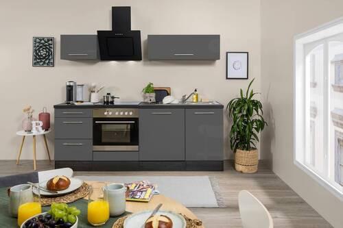Küchenzeile Rp220egc mit Geräte 220 cm Grau - Grau, Basics, Holzwerkstoff (220cm) - Respekta