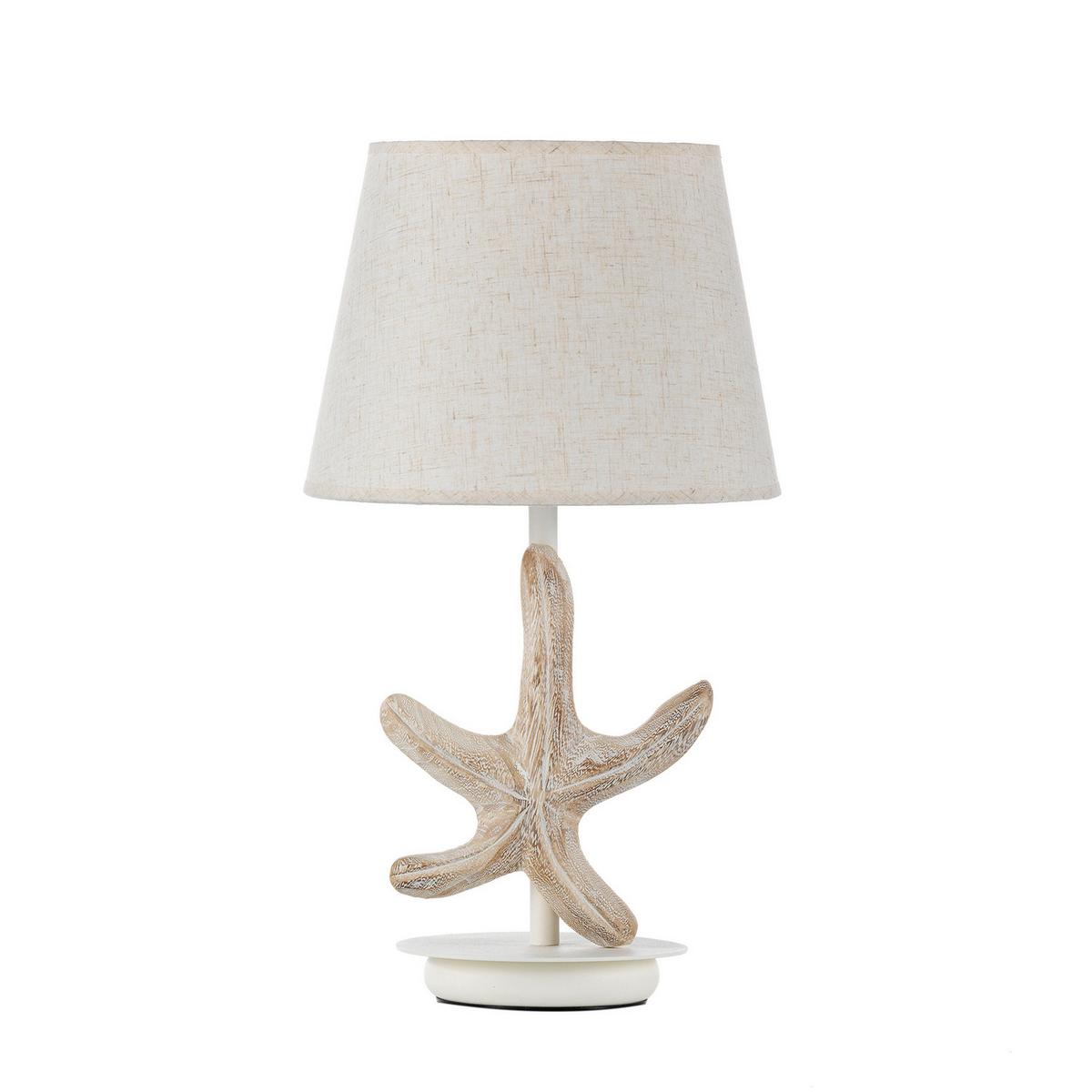 Tischleuchte Stellina Perlmutt L: 25 Cm - Perlmutt/Weiß, Natur, Kunststoff/Metall (25/25/48cm)