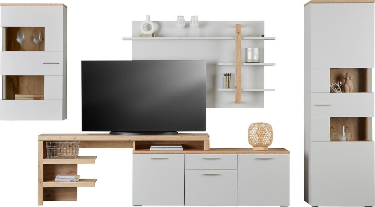 Vitrine Twin B: 60,1 Cm Hellgrau/eiche Artisan Dekor - Eiche Bianco/Eichefarben, MODERN, Holzwerkstoff (60,1/198,4/37,2cm)