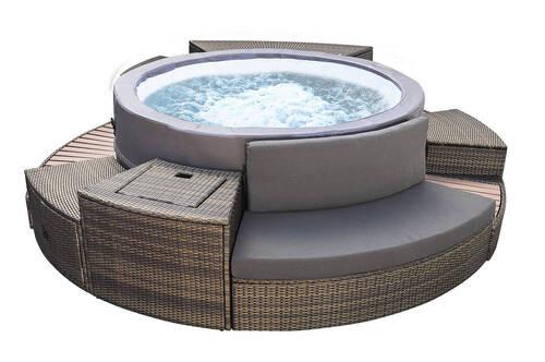 Whirlpool Netspa Vita ø 286 x H 73 cm, halbstarr + 5 möbel - Dunkelgrau, Basics, Kunststoff/Metall (286/73cm)