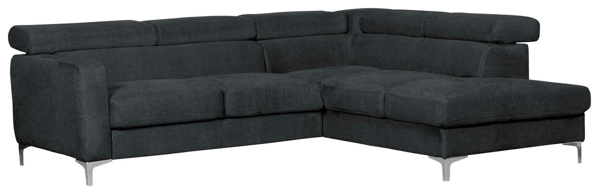 Ecksofa Sammy Schwarz - Chromfarben/Schwarz, Design, Textil (242/207cm) - Livetastic