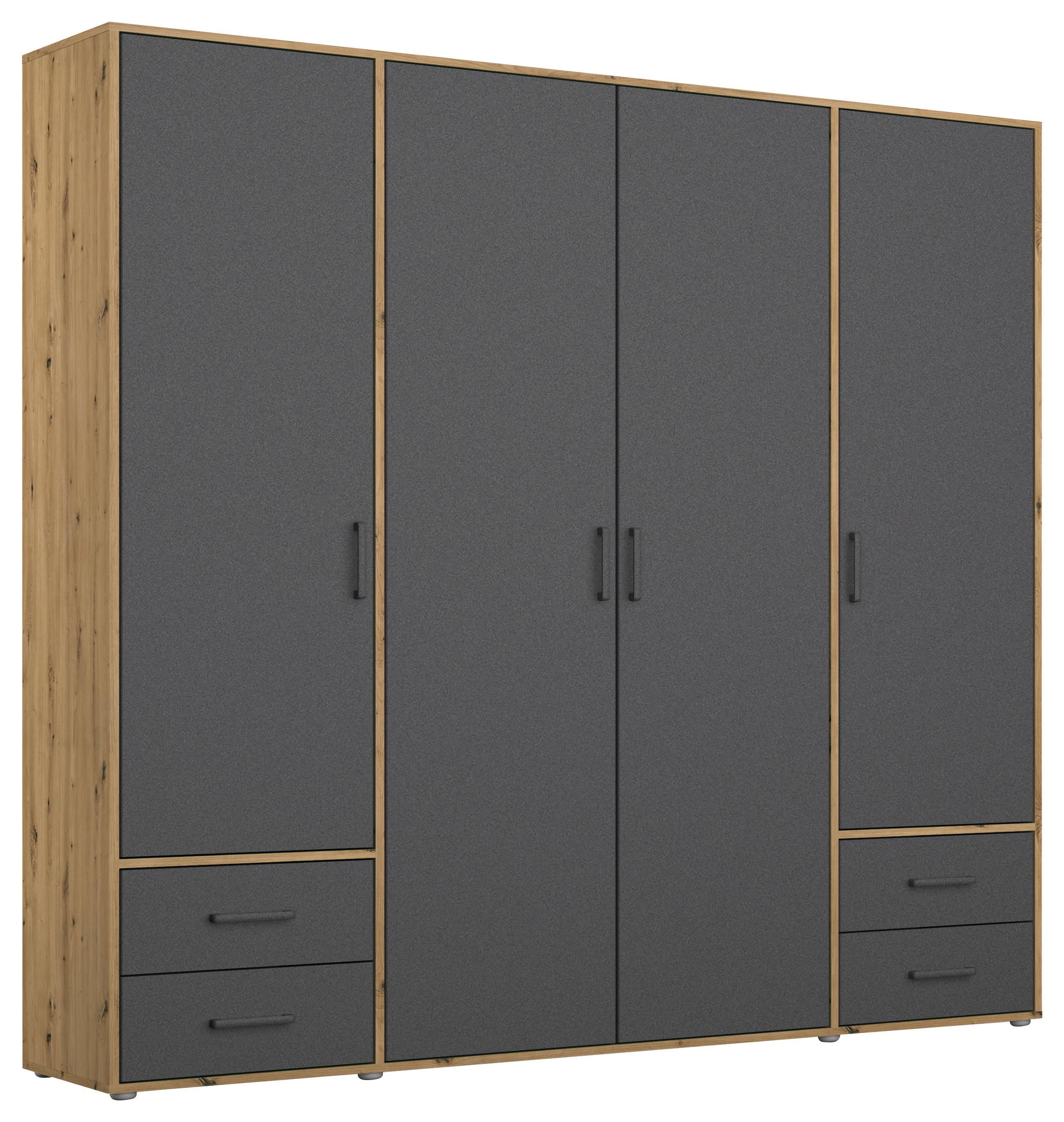 Drehtürenschrank Voyager Eiche Artisan,grau B: 187 cm - Eiche Artisan/Grau, MODERN, Holzwerkstoff (187/194/53cm) - Rauch Möbel