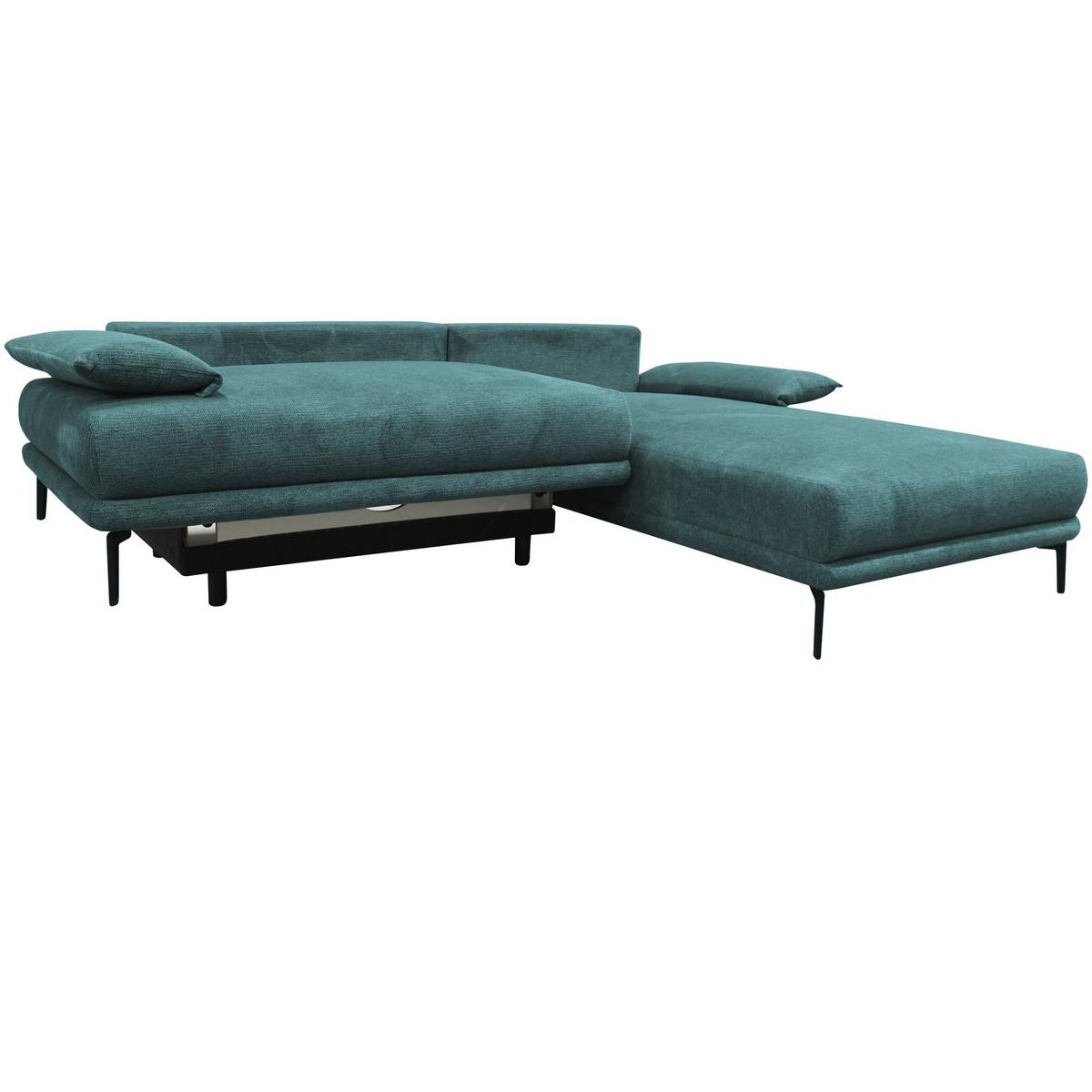 Ecksofa mit Bettkasten Lagacy 260x192 cm Webstoff Mintgrün - Schwarz/Mintgrün, Design, Textil (260/192cm) - MID.YOU