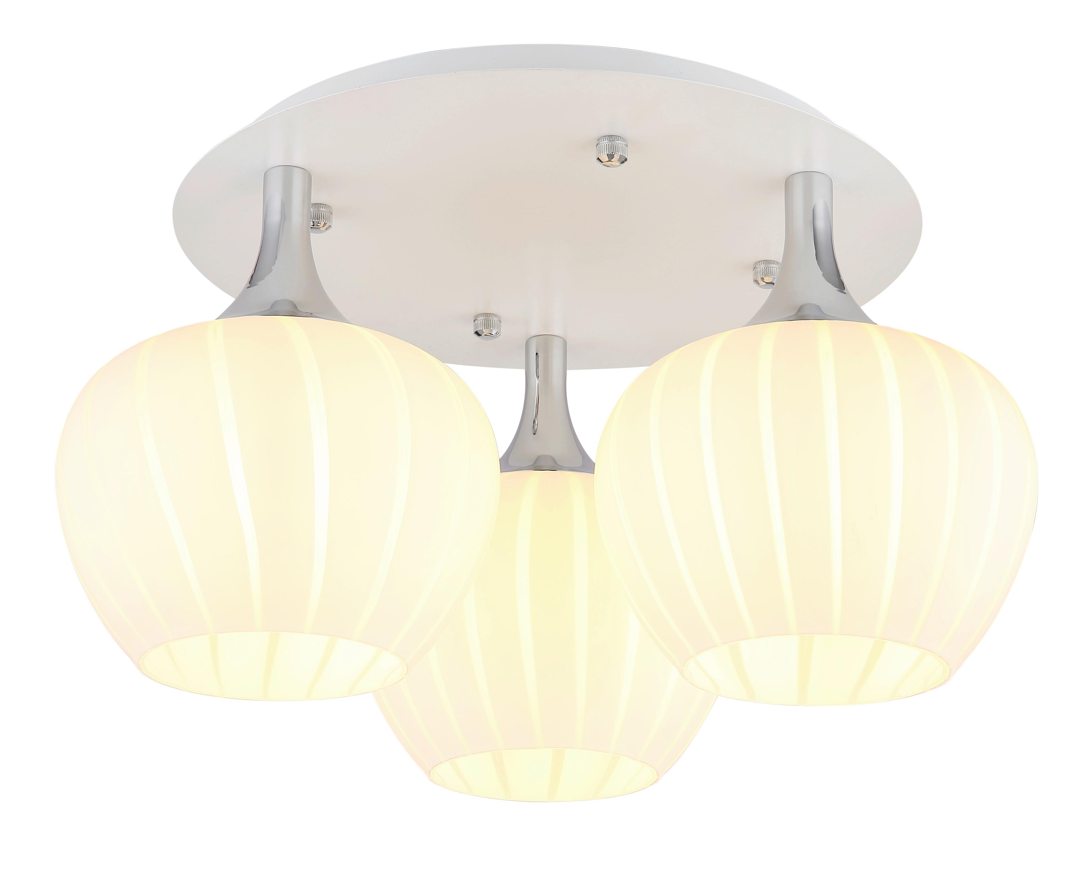 Deckenleuchte 15548-3Dw - Chromfarben/Opal, KONVENTIONELL, Glas/Metall (45/25,5cm) - Globo