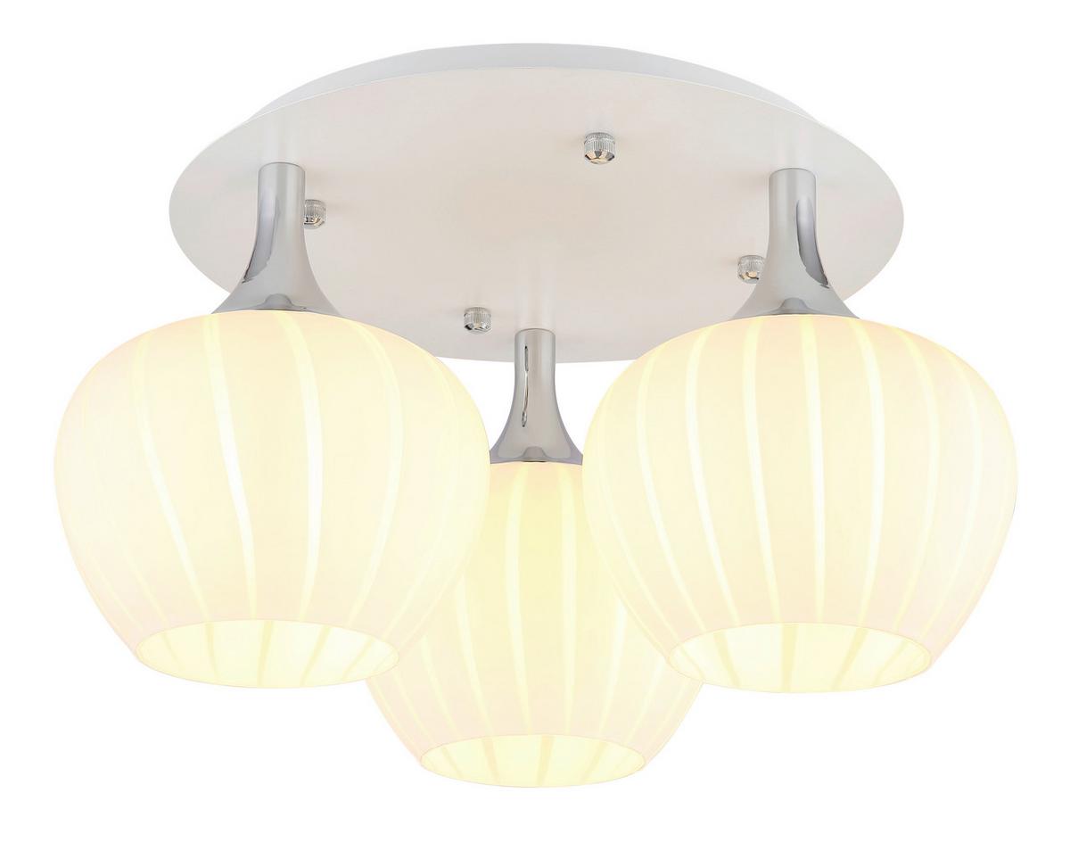 Deckenleuchte 15548-3Dw - Chromfarben/Opal, KONVENTIONELL, Glas/Metall (45/25,5cm) - Globo