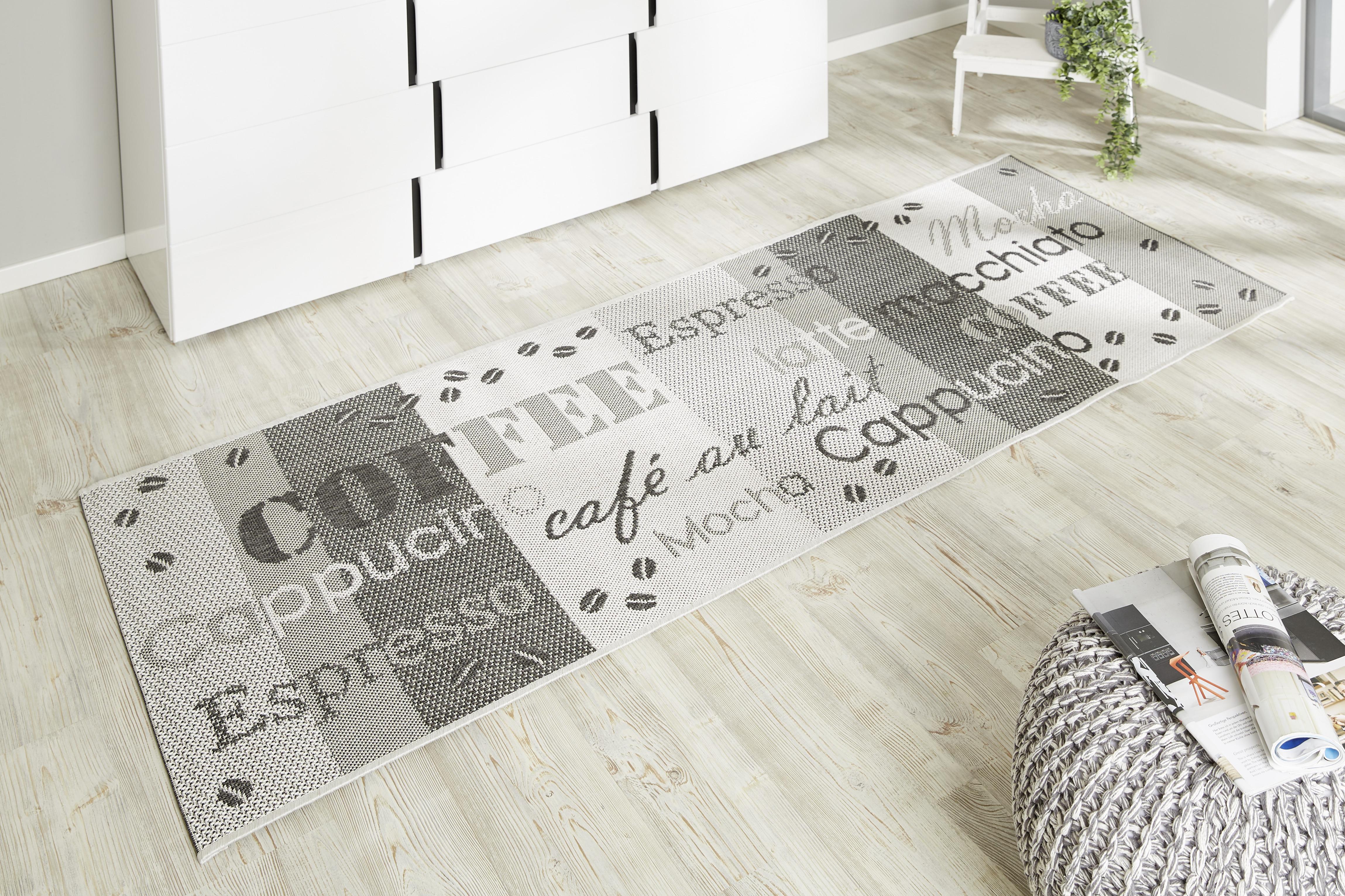 James Wood Teppich Läufer Küche Anthrazit Coffee 80x200 cm