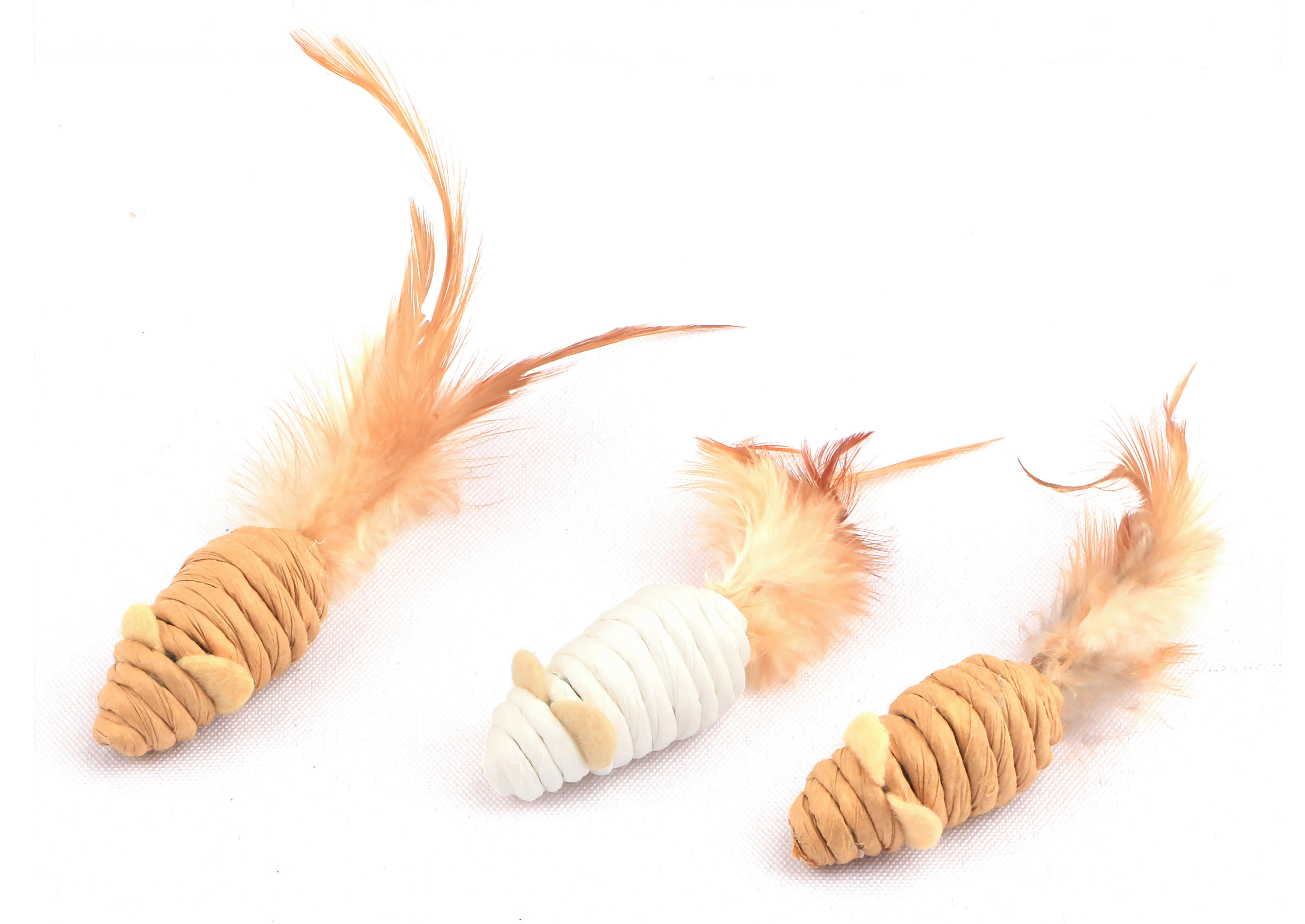 Katzenspielzeugset Lilly - Braun/Weiß, KONVENTIONELL, Papier/Kunststoff (2,5/2/12cm) - Ondega