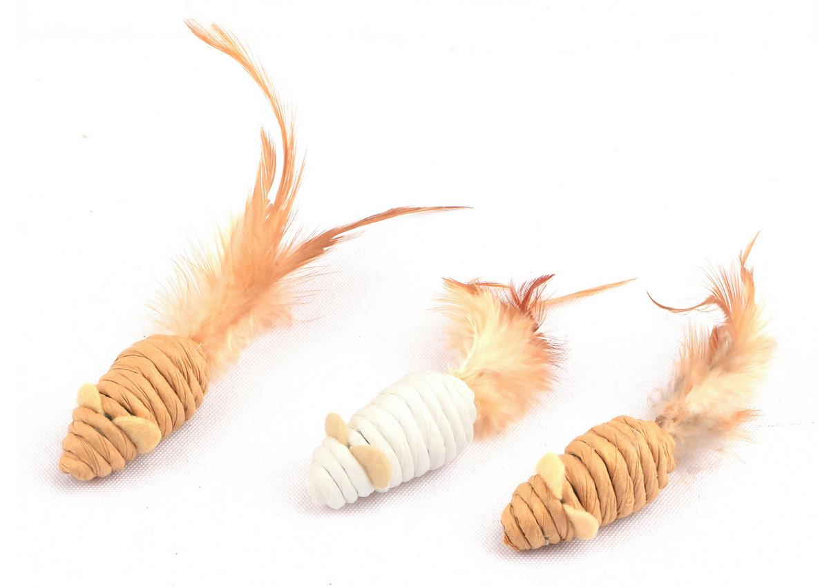 Katzenspielzeugset Lilly - Braun/Weiß, KONVENTIONELL, Papier/Kunststoff (2,5/2/12cm) - Ondega