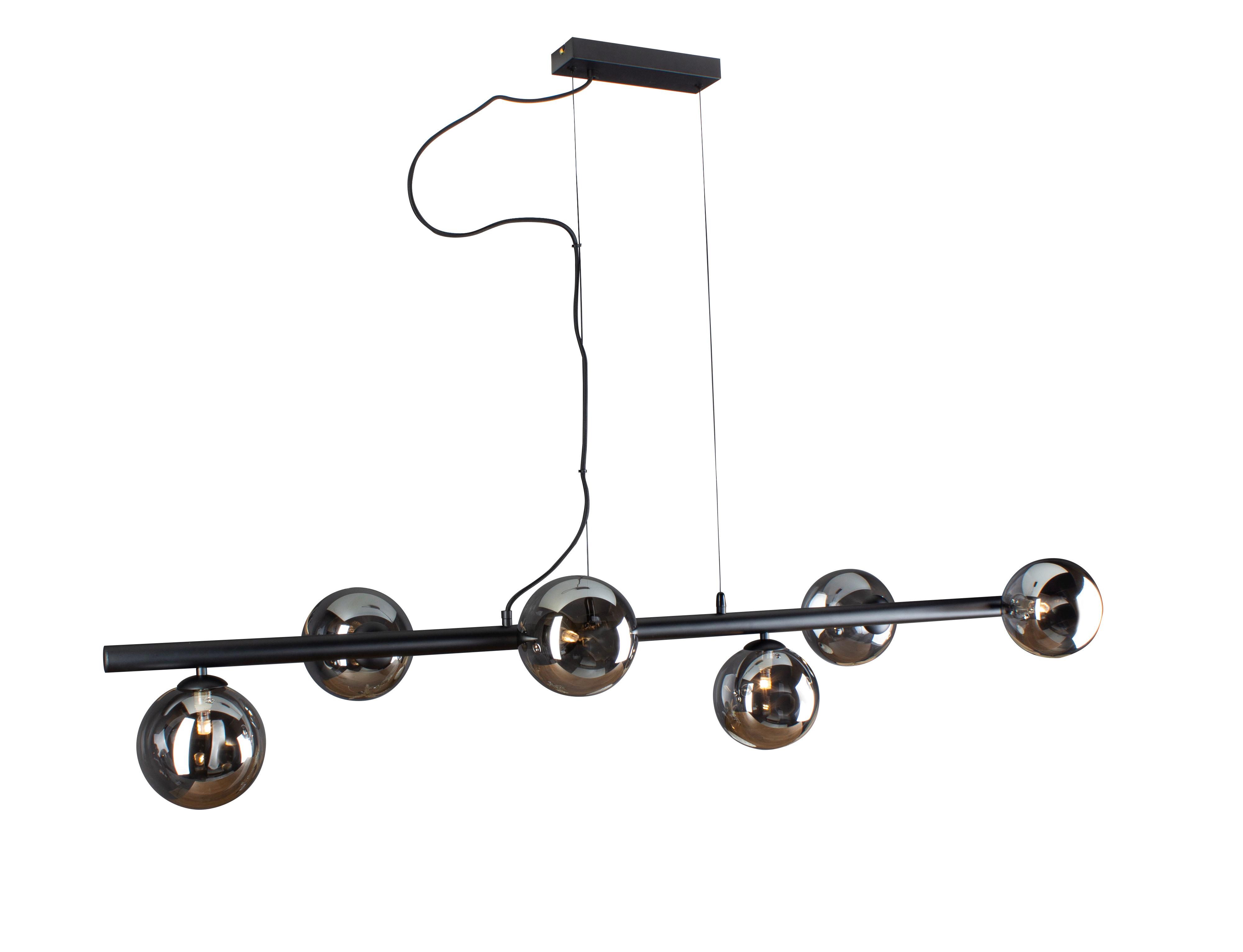 Hängeleuchte 9120-S6 Nero - Schwarz, Design, Glas/Metall (144/36/200cm)