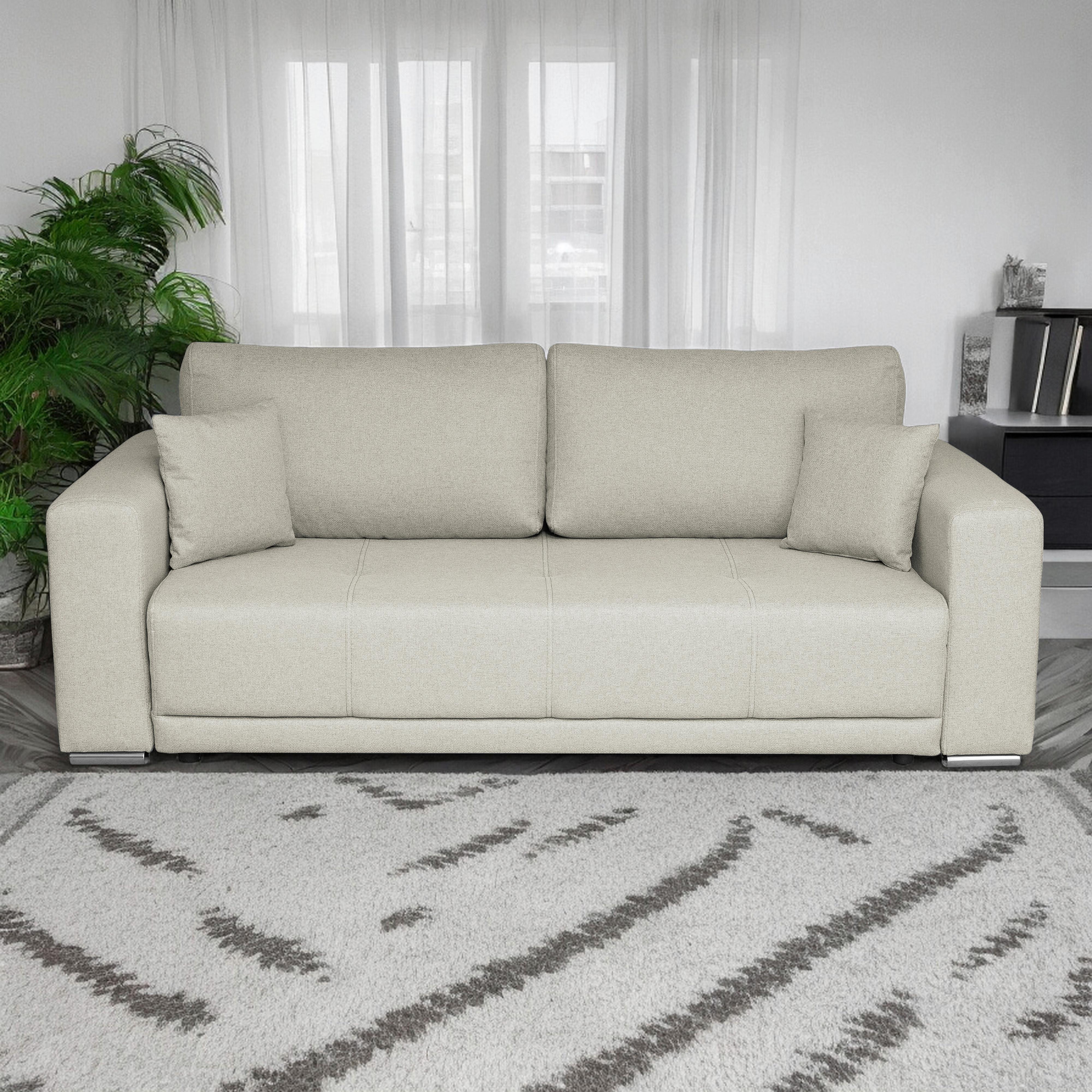 Schlafsofa Berna - Chromfarben/Beige, Design, Textil (238/77/108cm) - P & B
