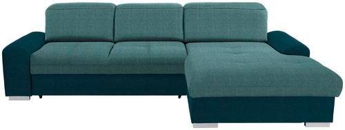 Ecksofa Mit Schlaffunktion + Bettkasten Malaga, Webstoff - Türkis/Blau, KONVENTIONELL, Textil (286/203cm) - Ondega