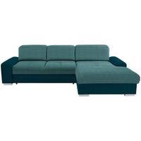 Ecksofa Mit Schlaffunktion + Bettkasten Malaga, Webstoff - Türkis/Blau, KONVENTIONELL, Textil (286/203cm) - Ondega