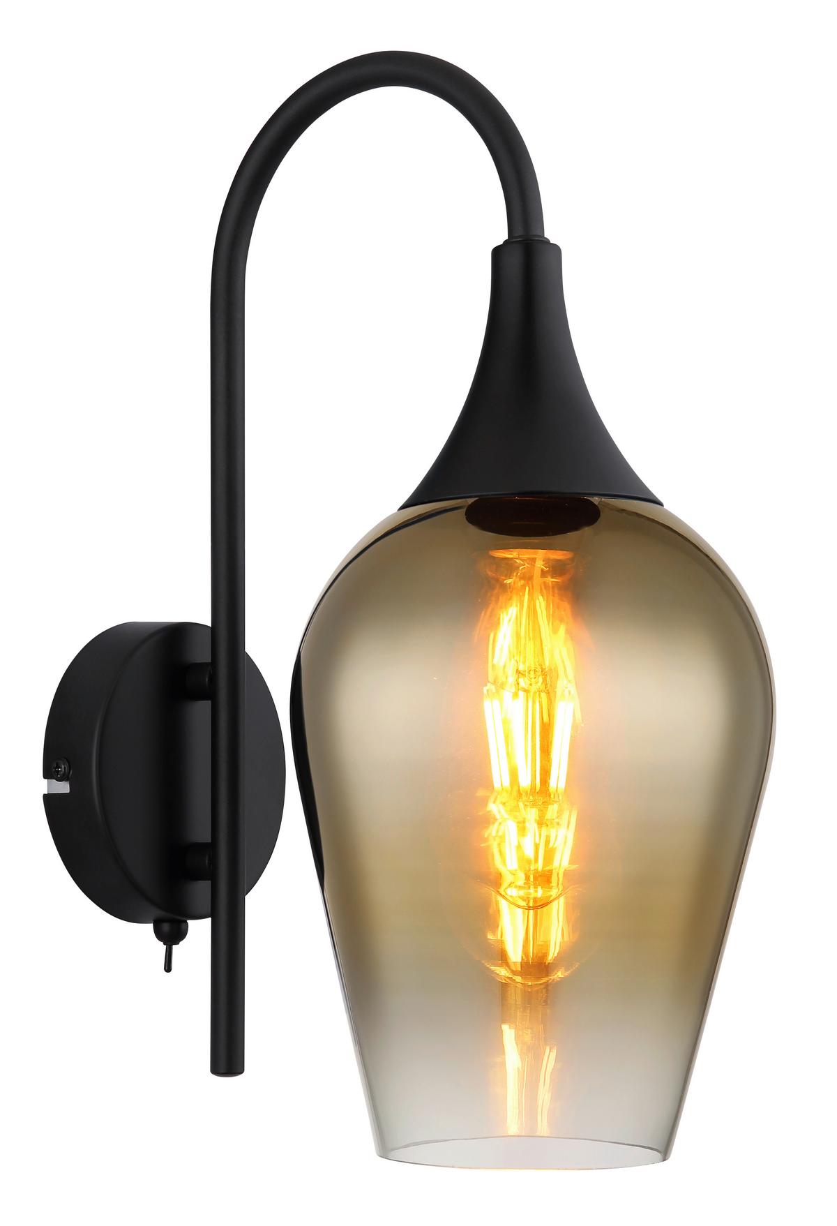 Wandleuchte 15552w2 - Klar/Goldfarben, Design, Glas/Metall (15/36cm) - Globo