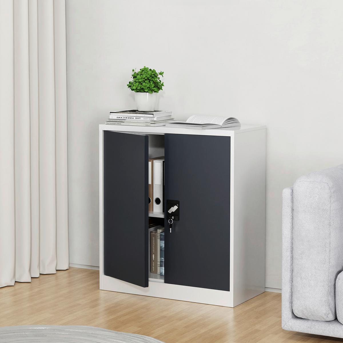 Aktenschrank Malivo Weiß/Anthrazit B: 80cm - Anthrazit/Weiß, KONVENTIONELL, Metall (80/90/40cm) - MID.YOU