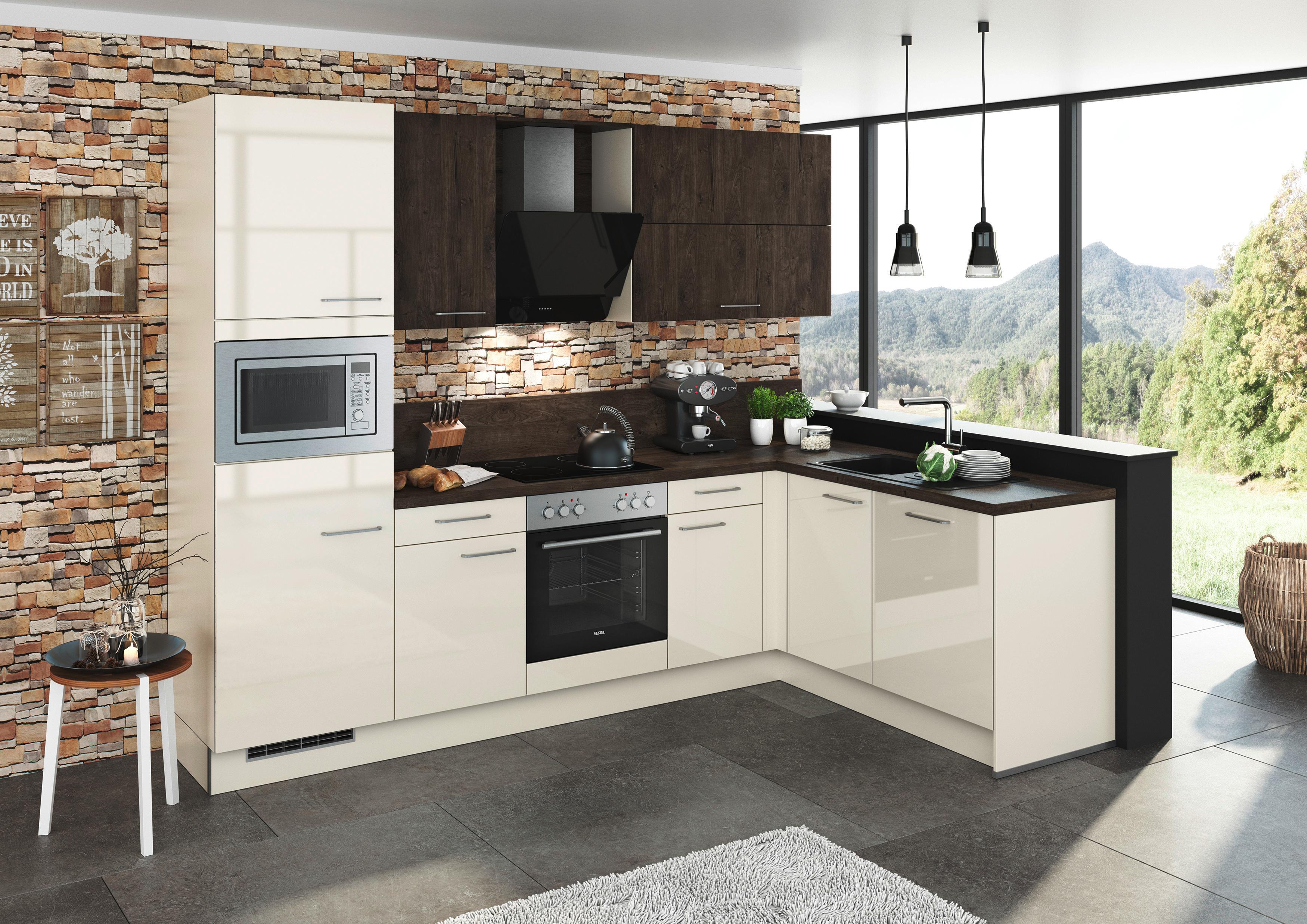 Eckküche Eco/artwood - Eichefarben/Magnolie, MODERN, Holzwerkstoff (280/176cm) - Qcina