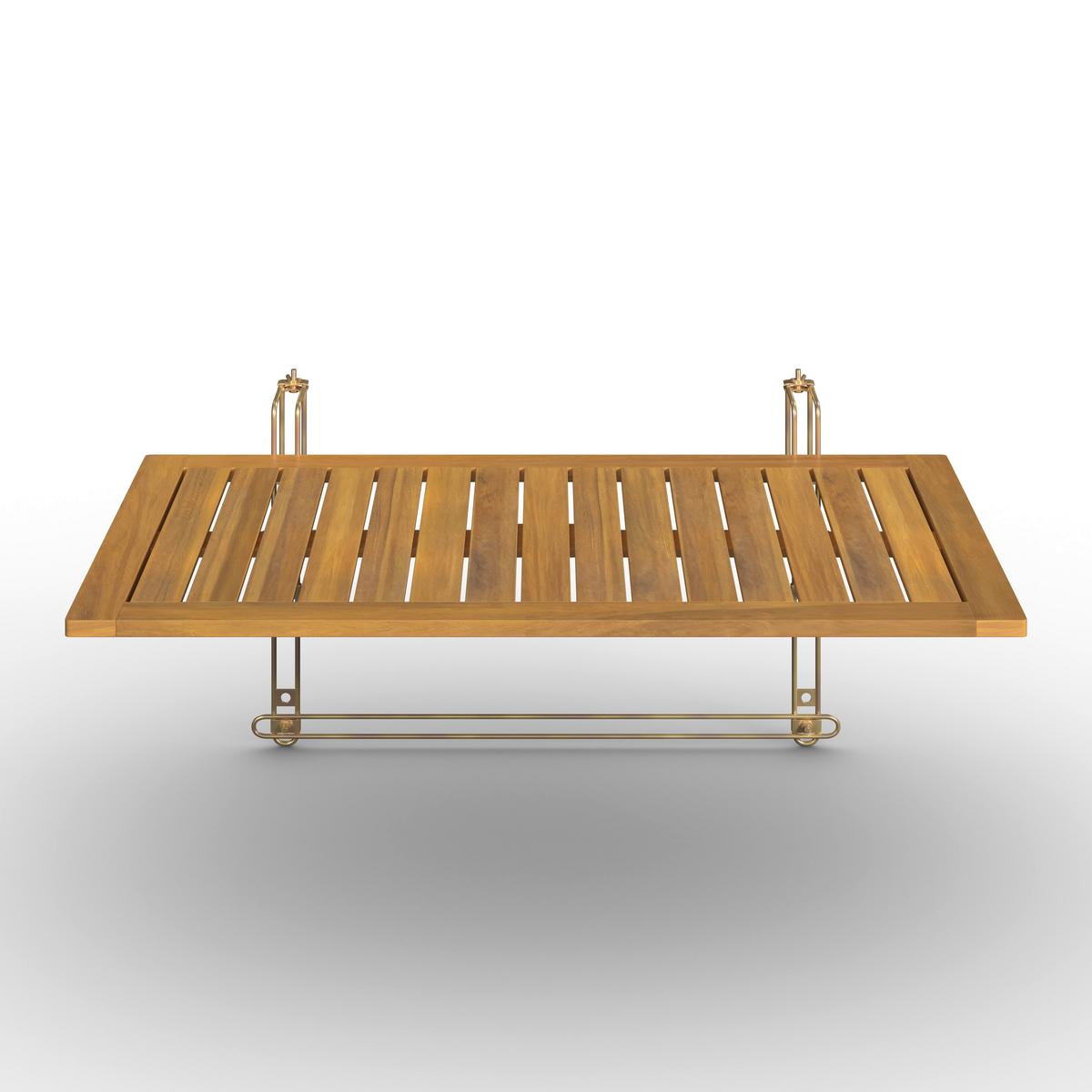 STOLEK NA BALKÓN HELENA - barvy stříbra/barvy akácie, Moderní, kov/dřevo (80cm) - Bessagi Garden