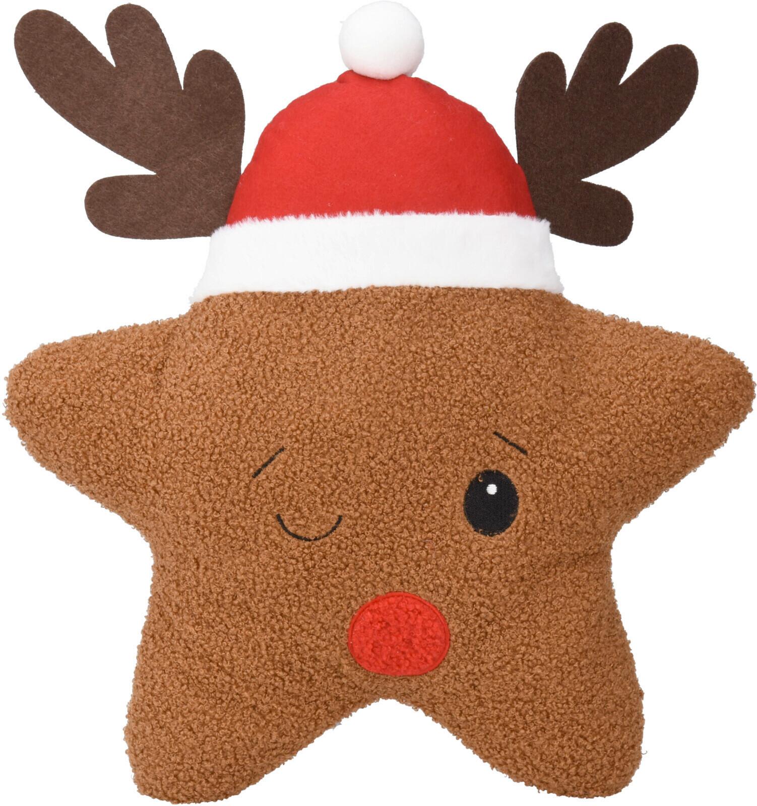DEKORAČNÍ POLŠTÁŘ REINDEER IN STAR - hnědá, Basics, textil (38/43cm)