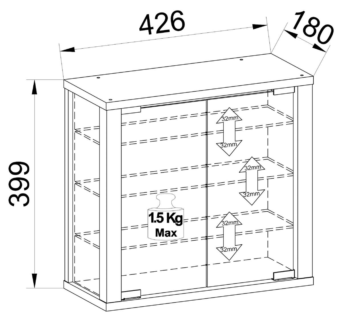 Vitrine Vitrosa Honigeiche Dekor B: 43 cm - Honigeiche, Design, Glas/Holzwerkstoff (43/40/18cm) - MID.YOU