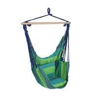 Hängesessel Mit Sitz- und Rückenkissen - Blau/Dunkelgrün, Basics, Holz/Textil (90/120/60cm)