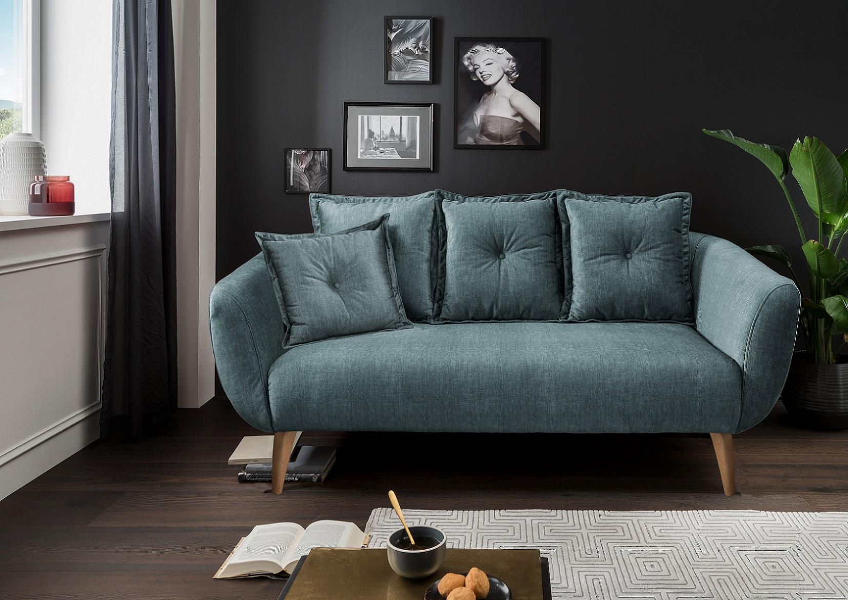 2,5-Sitzer Baggio Dunkelblau B: 196 cm - Blau/Buchefarben, MODERN, Textil (196/94/103cm) - Livetastic
