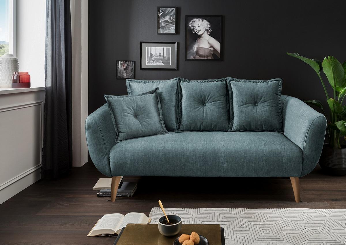 2,5-Sitzer Baggio Dunkelblau B: 196 cm - Blau/Buchefarben, MODERN, Textil (196/94/103cm) - Livetastic