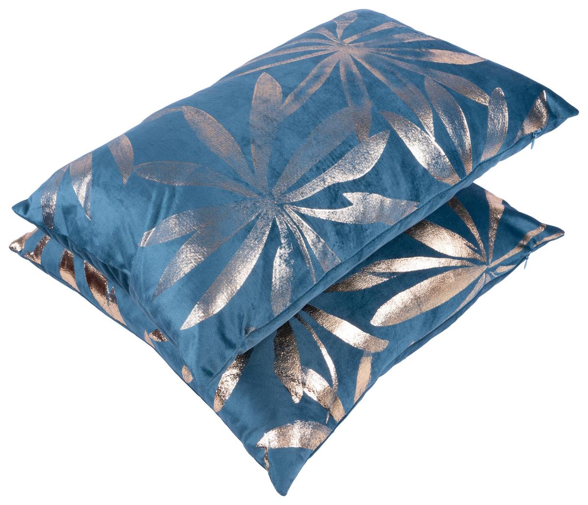 Zierkissen Prisma 30/45x50/45 cm Polyester Goldfarben/Petrol - Goldfarben/Petrol, KONVENTIONELL, Textil (30x45/50x45cm)