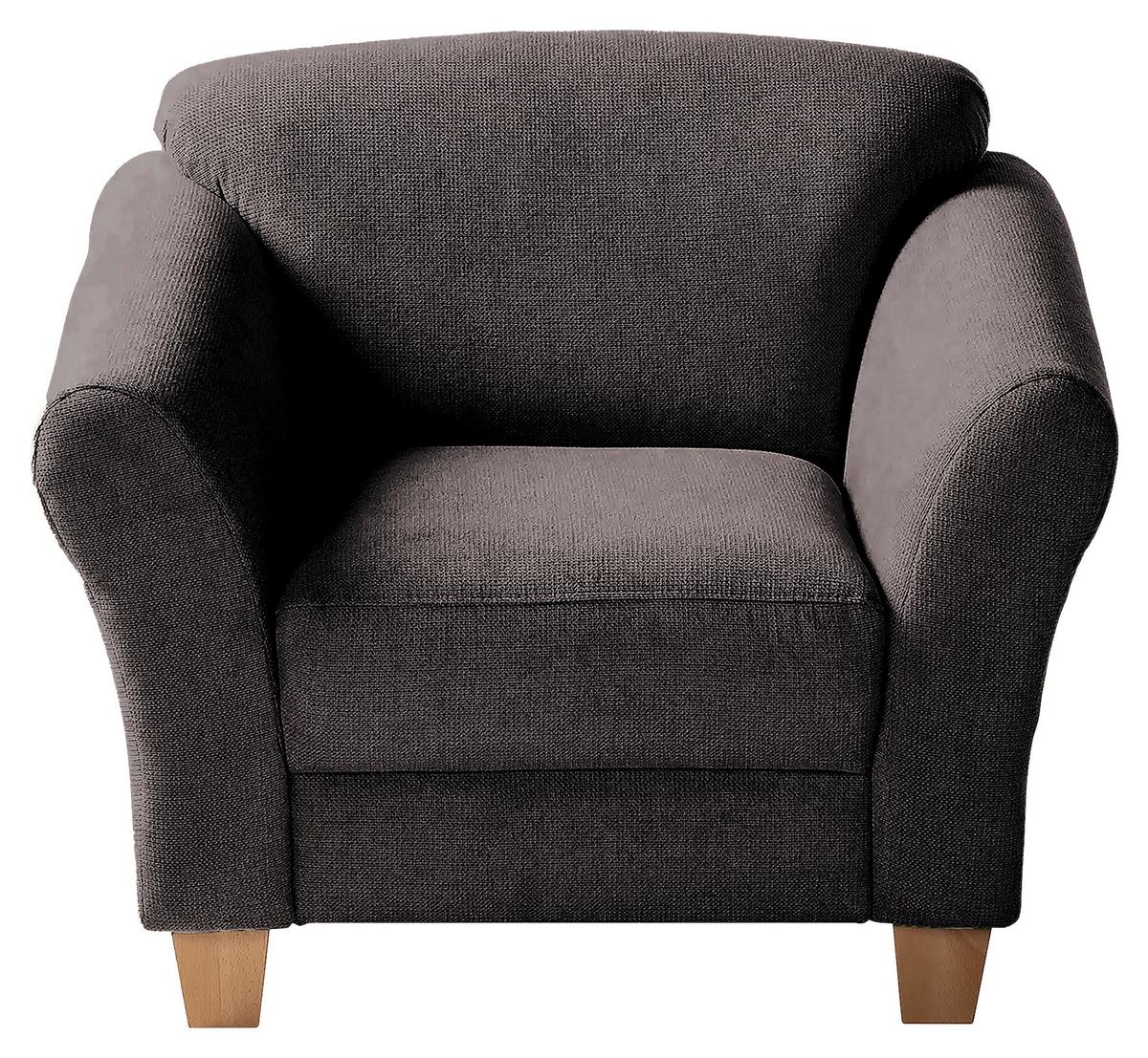 Sessel Gotland dunkelbraun Rücken echt, 101x84x89 cm - Dunkelbraun/Naturfarben, KONVENTIONELL, Textil (101/84/89cm) - Sit & More