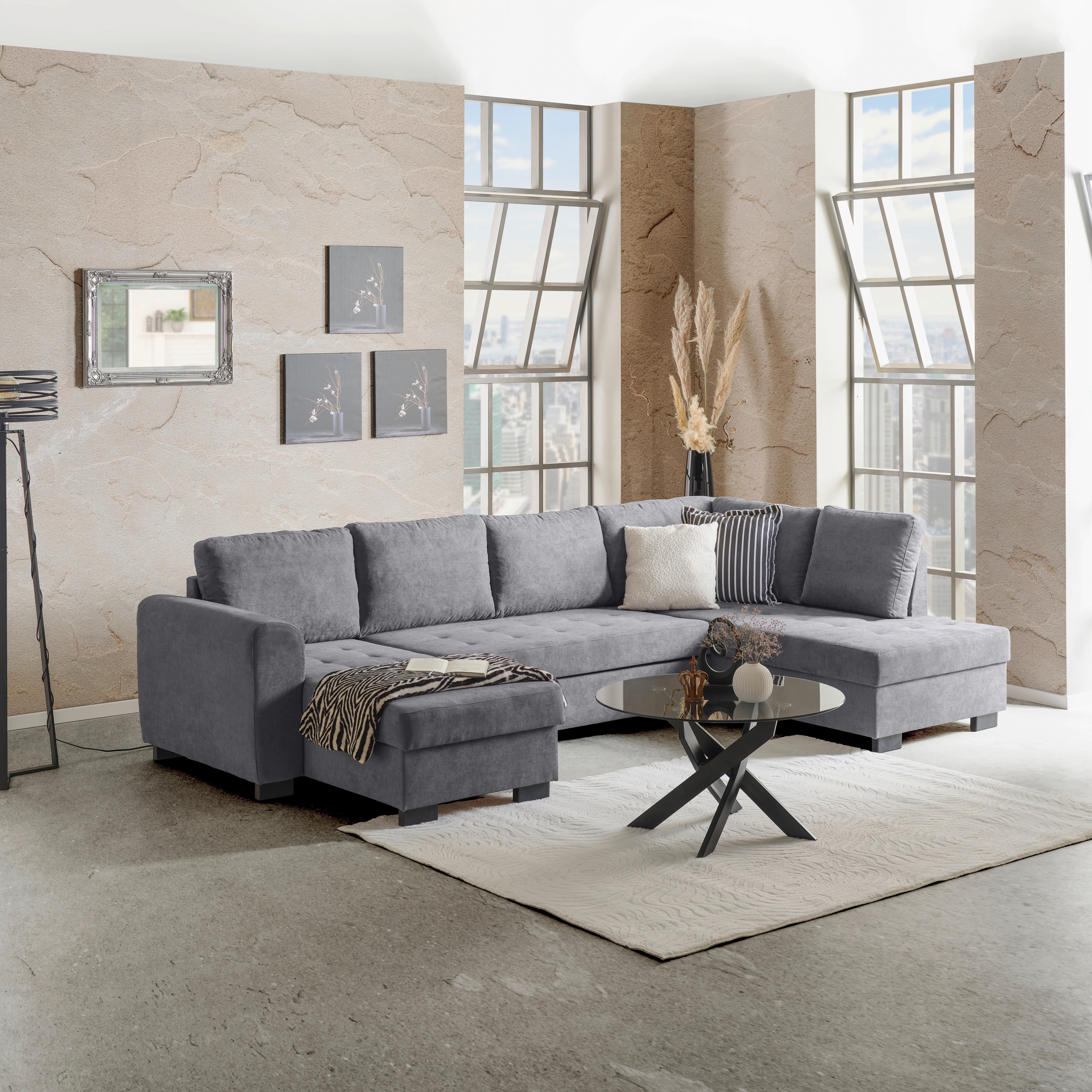 SEDACÍ SOUPRAVA MALTE -BASED- - šedá/černá, Moderní, textil/plast (155/305/178cm) - Based