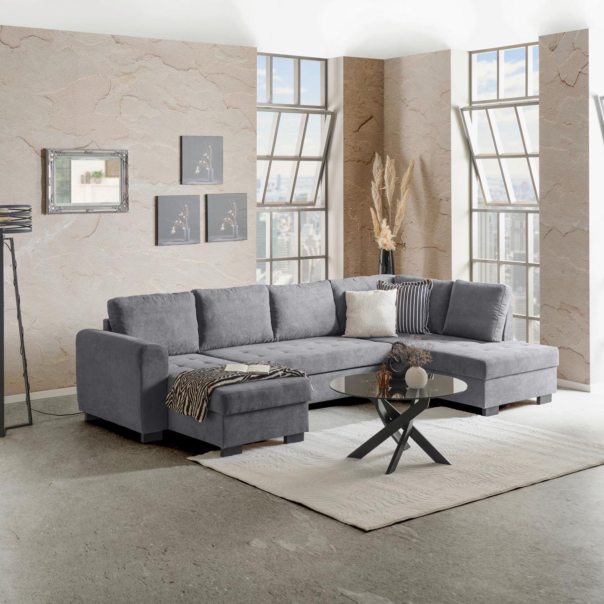 SEDACÍ SOUPRAVA MALTE -BASED- - šedá/černá, Moderní, textil/plast (155/305/178cm) - Based