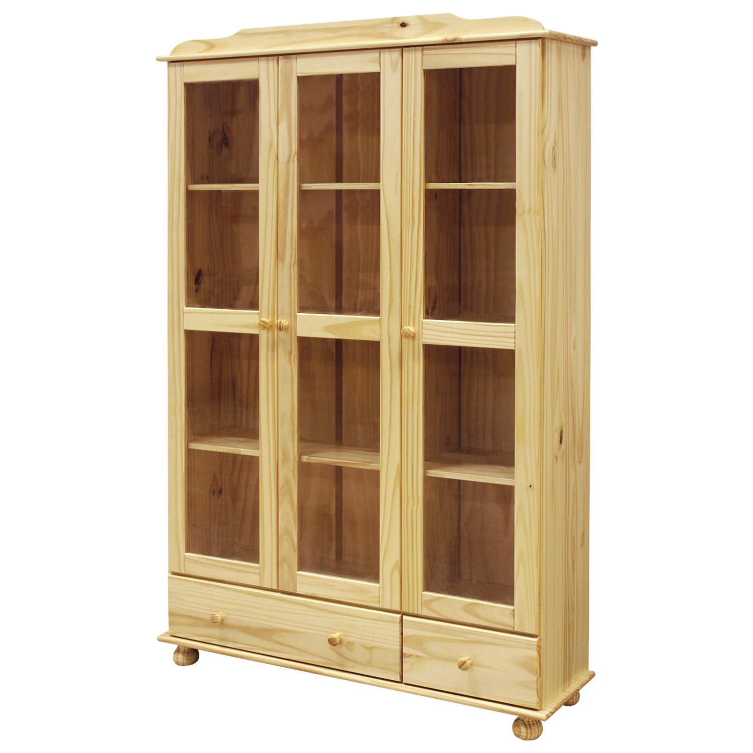 Vitrine Naturfarben B: 126cm - Klar/Naturfarben, Natur, Glas/Holz (126/189/35cm) - Livetastic