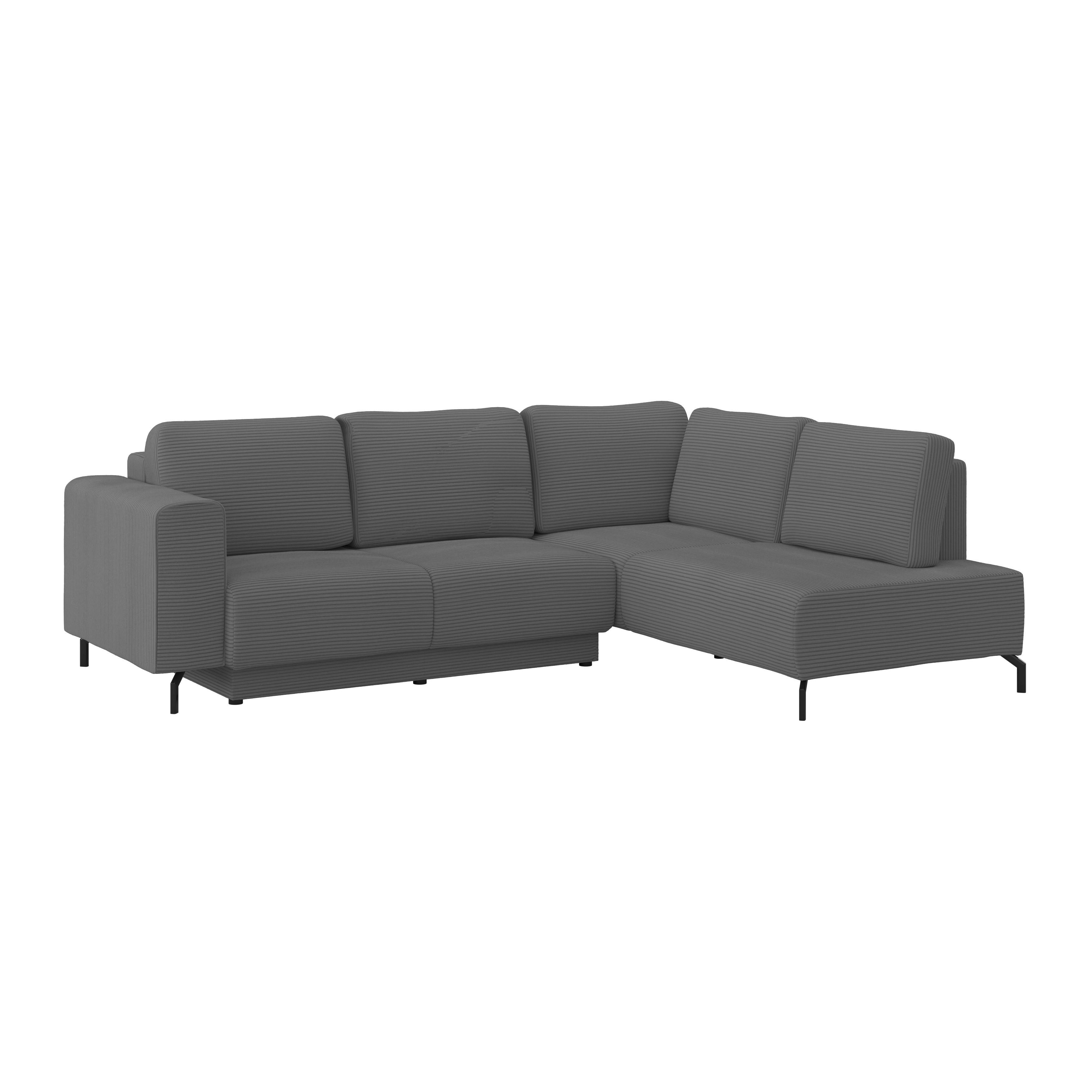 Ecksofa Veni Ecke R - Dunkelgrau/Schwarz, MODERN, Textil (272/210cm) - Ondega