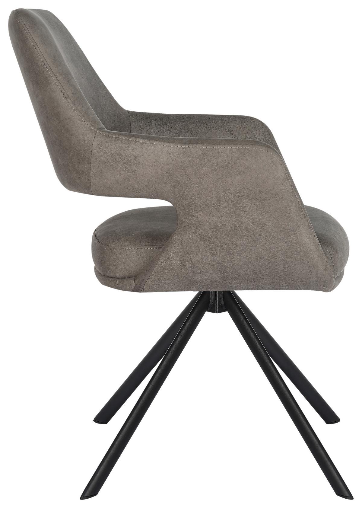 Armlehstuhl Coco Webstoff grau, B: 58cm - Schwarz/Grau, KONVENTIONELL, Textil/Metall (58/83/62cm)