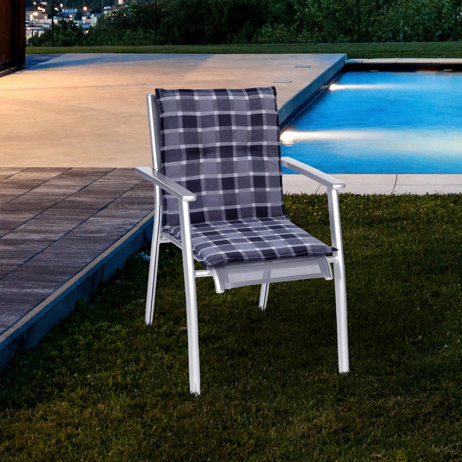 Sesselauflagenset mit Karomuster für Niedriglehner