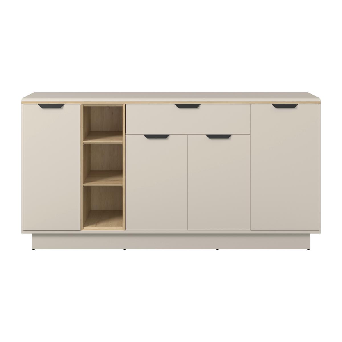 Sideboard Darius Eiche Artisan/Kashmir,B:171cm - Kaschmir/Schwarz, Trend, Holzwerkstoff (171,4/87,4/37cm)