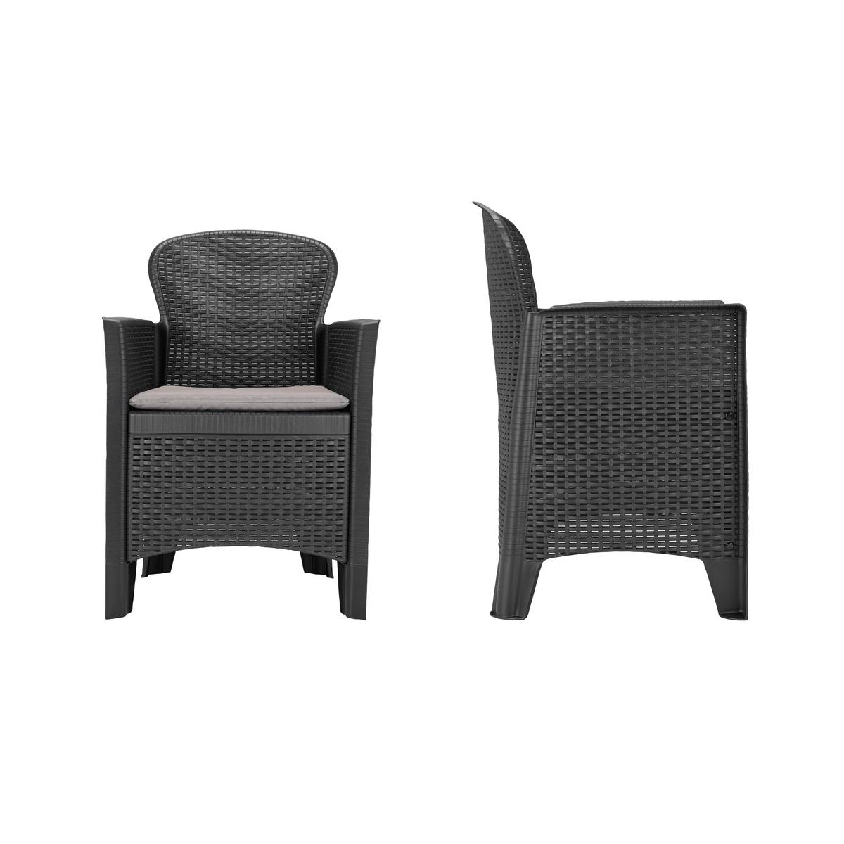 Balkonmöbel Set Akita Kunststoff mit Kissen - Anthrazit/Grau, MODERN, Kunststoff/Textil - Ondega