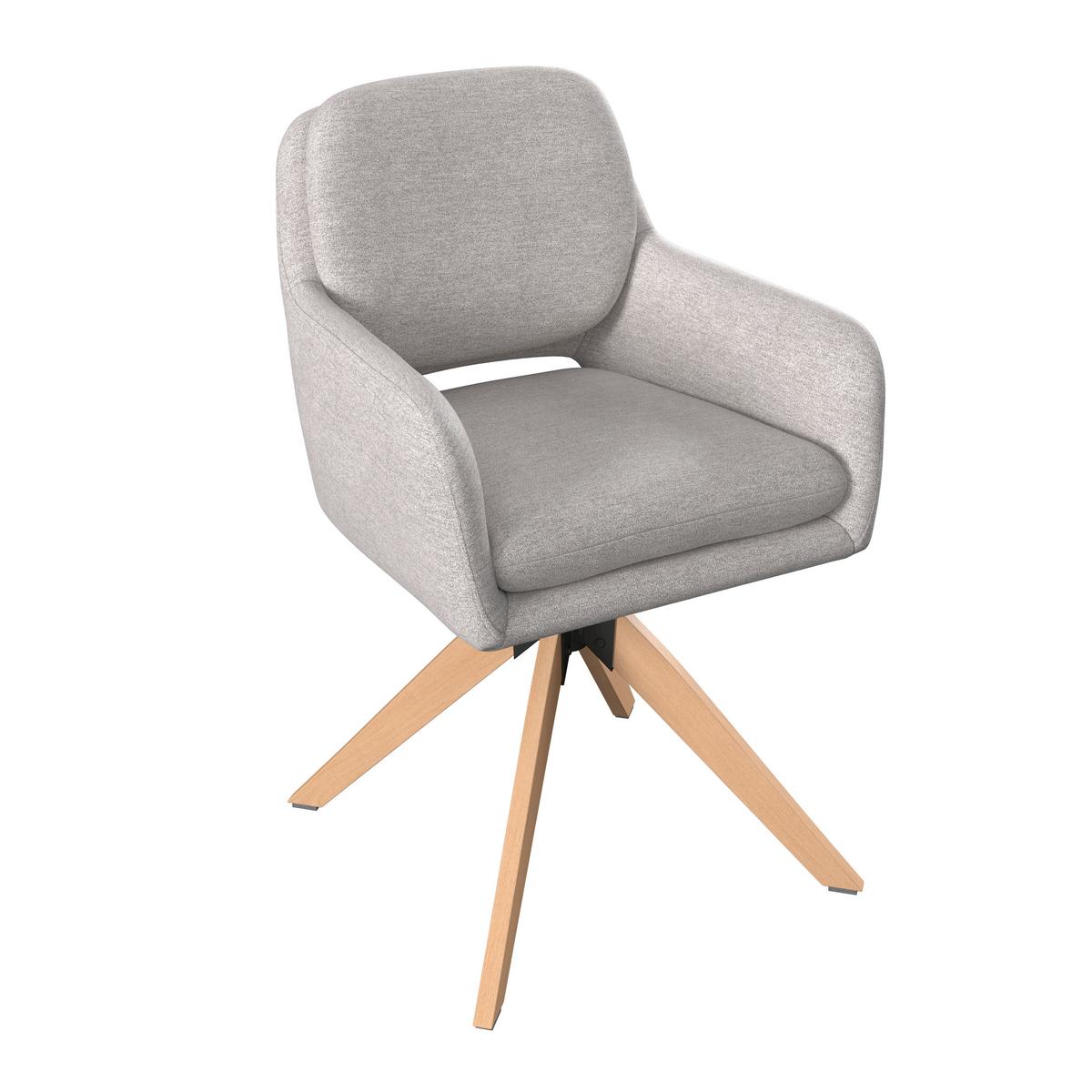 Židle s podrúčkami Adrien, šedobéžová - šedobéžová/přírodní barvy, Moderní, kov/dřevo (60/88/65cm) - Bessagi Home