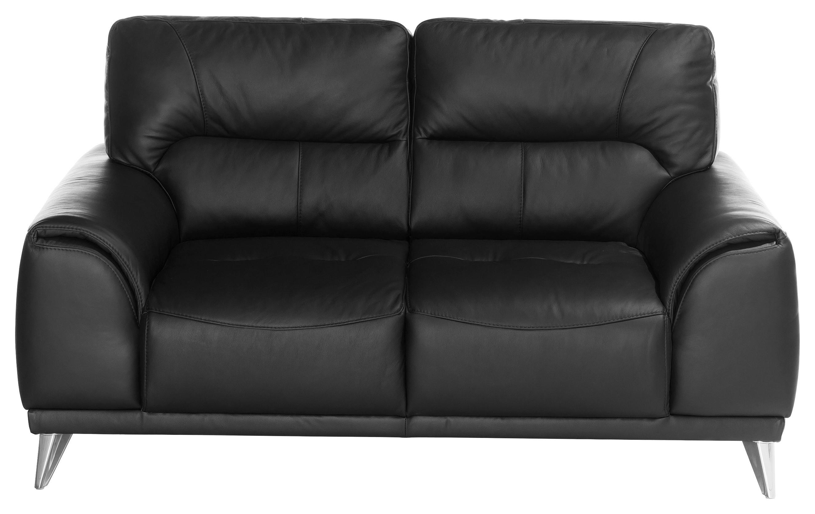 Zweisitzer-Sofa Frisco, Lederlook - Chromfarben/Schwarz, MODERN, Textil (166/92/96cm) - MID.YOU