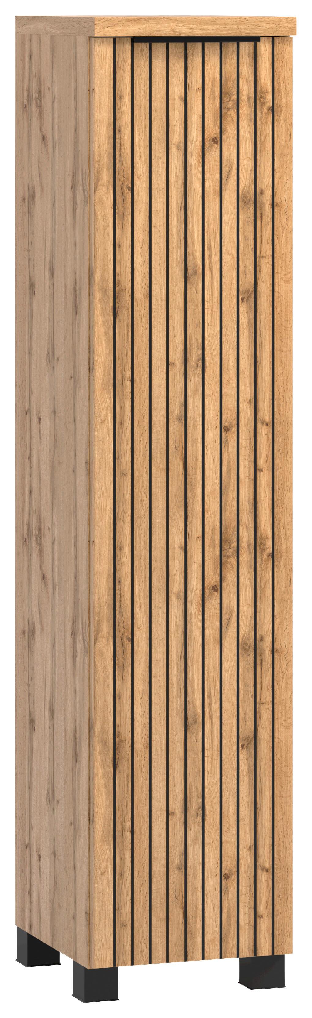 Midischrank Chester B: 30 cm Eiche Wotan Dekor/Schwarz - Eiche Wotan/Schwarz, MODERN, Holzwerkstoff (30/130/35cm) - Held