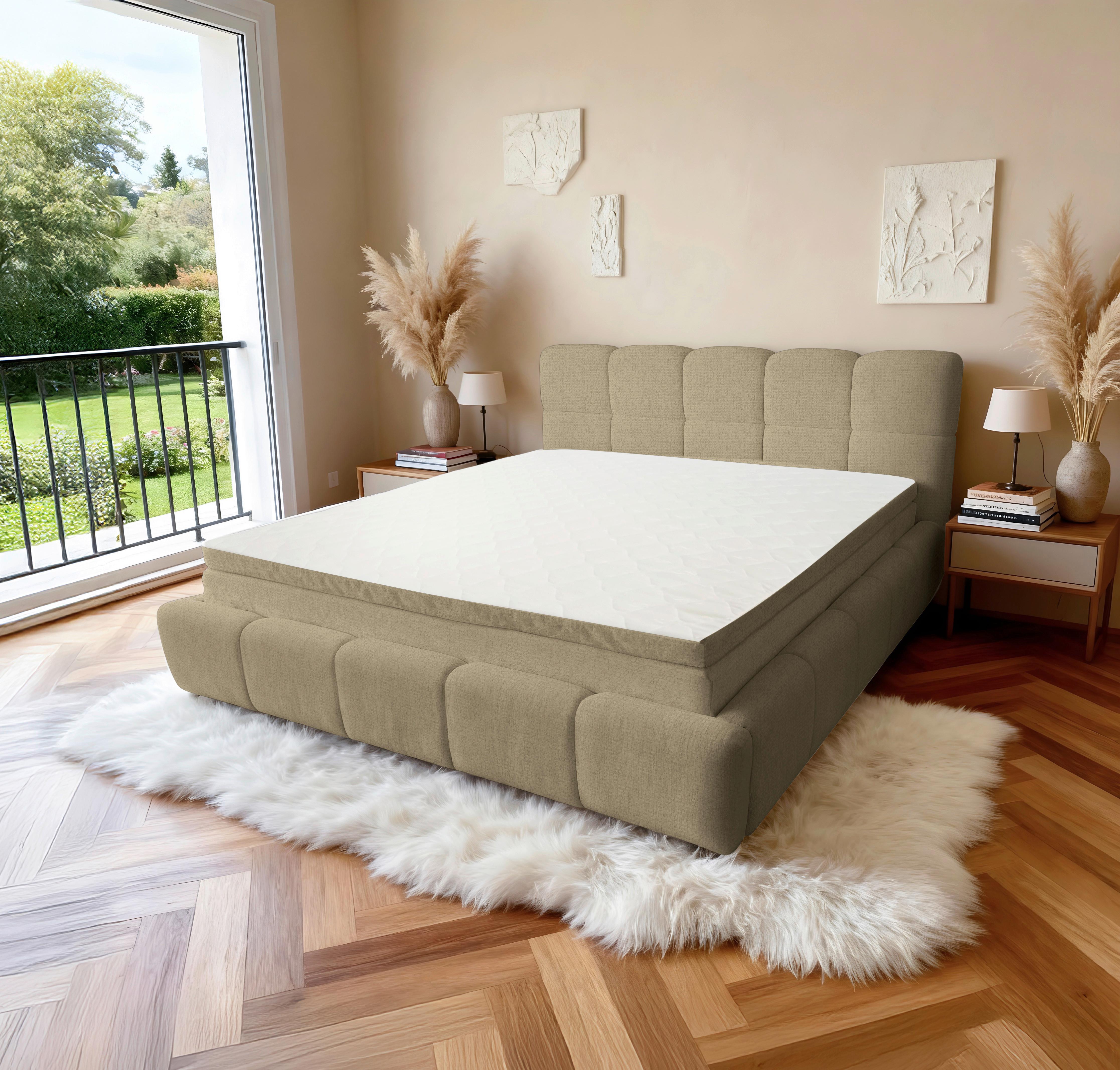 Polsterbett Noe Braun, Lf: 120x200 cm - Schwarz/Braun, Trend, Textil/Metall (120/200cm)