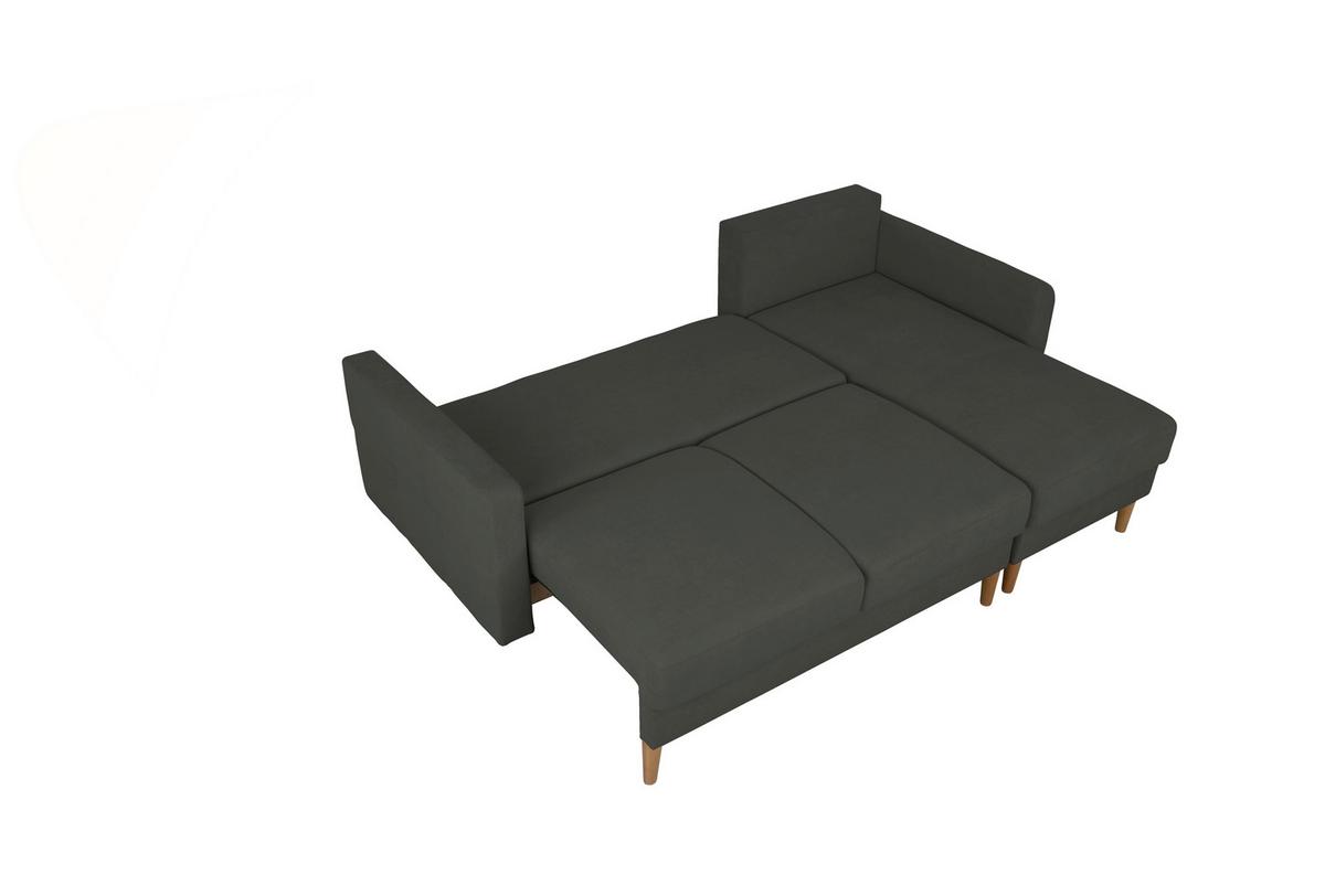 Ecksofa Noret, Schwarz S: 223x157 Cm - Buchefarben/Schwarz, Design, Textil (223/157cm) - MID.YOU