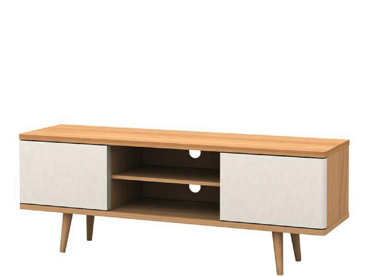 Lowboard Alandra Creme Weiß Eichefarben - Eichefarben/Creme, Design, Holzwerkstoff (140/52/39cm) - MID.YOU
